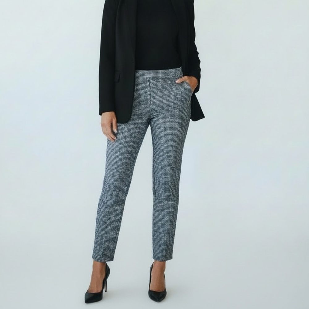 Anne Klein Black & Gray Cropped Slim Ankle Pants